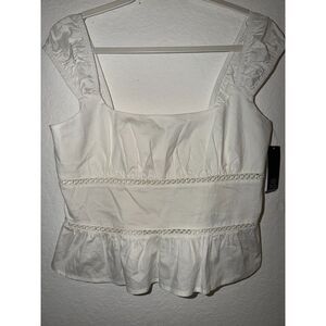Wild Fable White Square Neck Peplum Top Cap Sleeve Size M NWT Cute Trendy